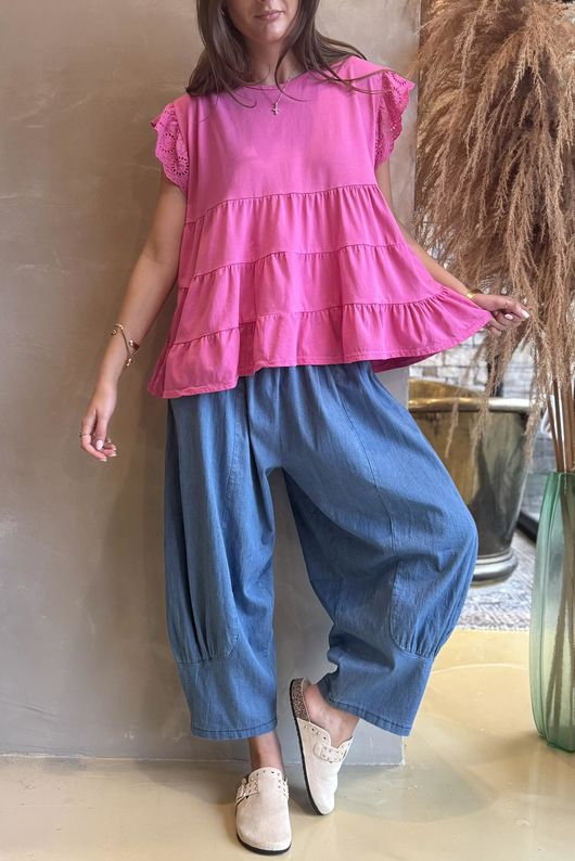 Classic Cotton Smock Tee Hot Pink